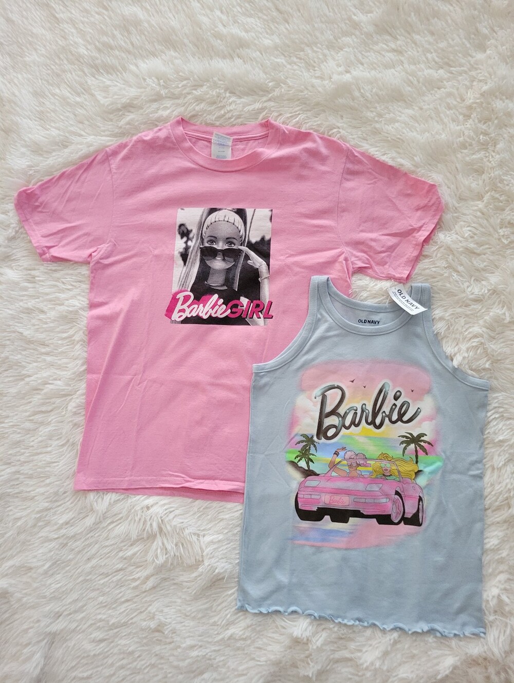 Barbie Graphic T-Shirt Bundle Pink Blue Girls Size 10/12